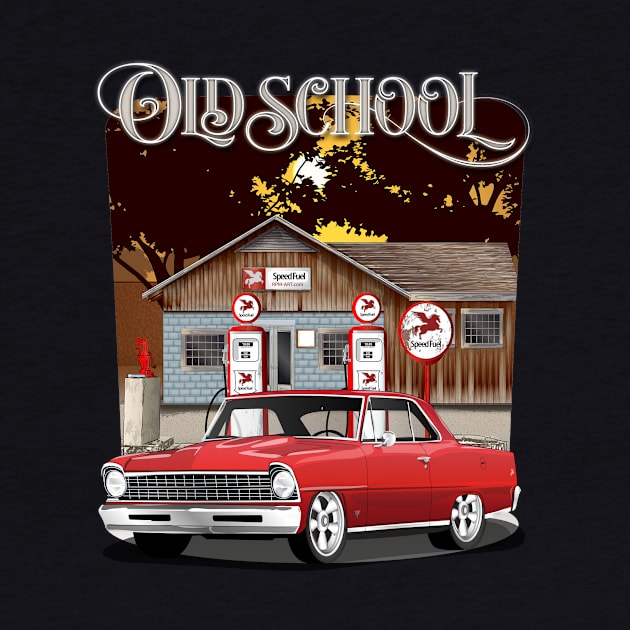 1967 Bolero Red Chevrolet Nova Old School Print by RPM-ART